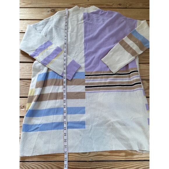 Chinti & Parker Stripe Cardigan Sweater Size Medium Women’s Cream Open Front - Picture 6 of 8